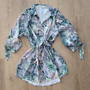 Tropical Print Carlene Button Loose Waisted Shirt
